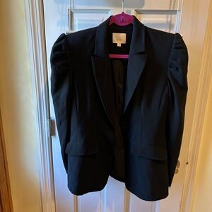 Cinq à Sept Black Puff Sleeve Blazer